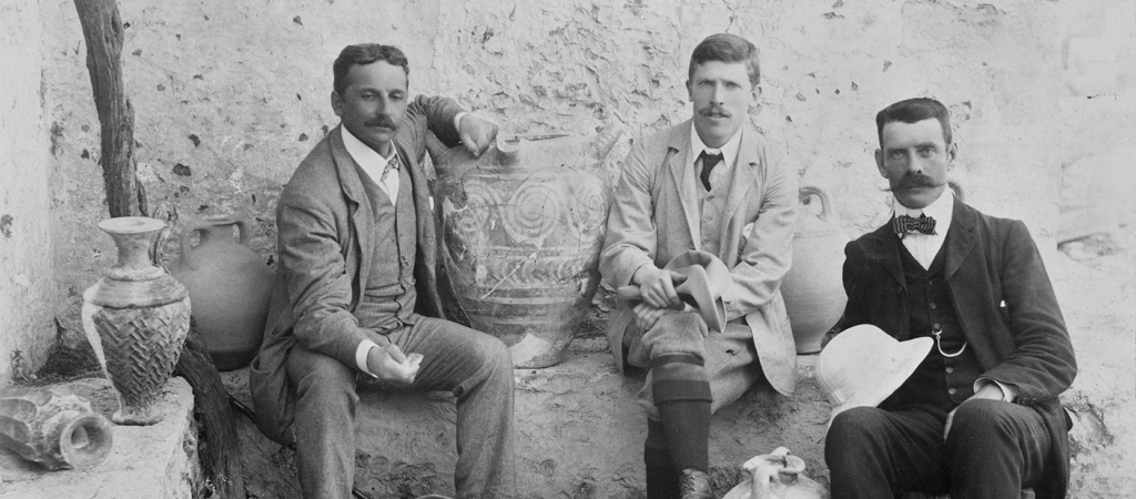 Arthur Evans, Theodore Fyfe, and Duncan Mackenzie at Knossos, 1900